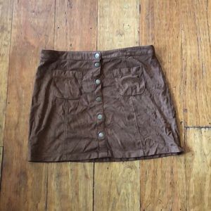 Suede button up skirt